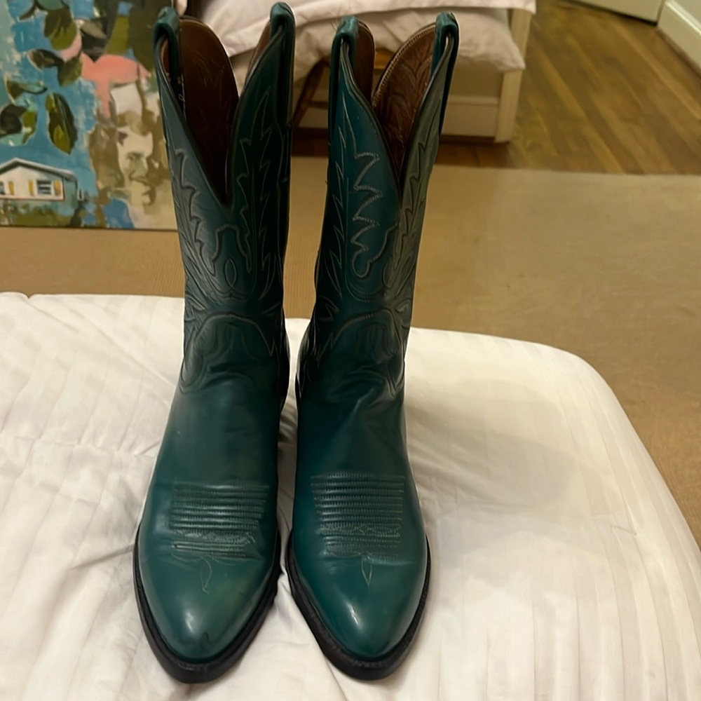 Lucchese Handmade Teal Green Cowboy Boots size 6B
